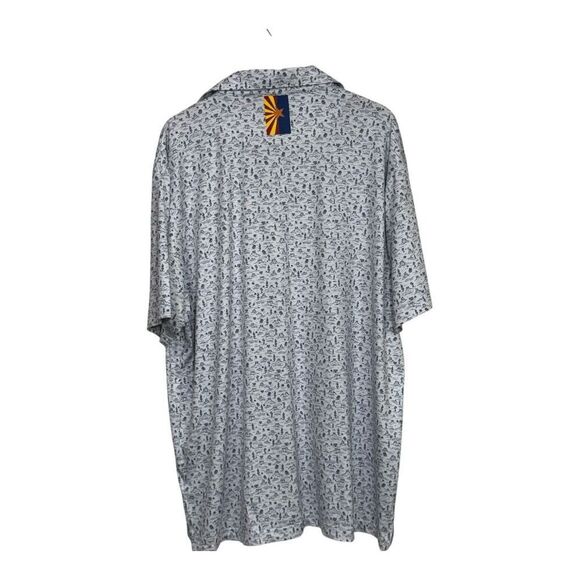 Rhoback Polo Shirt Men's XXL White Blue AOP The Canyon Performance - Picture 4 of 7